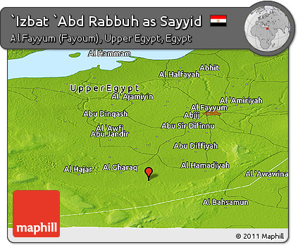 Physical Panoramic Map of `Izbat `Abd Rabbuh As Sayyid