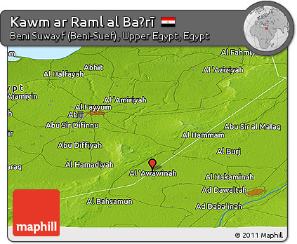 Physical Panoramic Map of Kawm Ar Raml Al Baḩrī