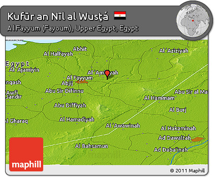 Physical Panoramic Map of Kufūr An Nīl Al Wusţá