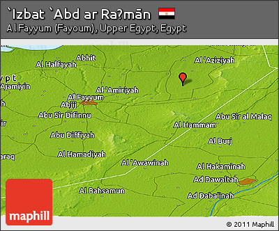 Physical Panoramic Map of `Izbat `Abd Ar Raḩmān