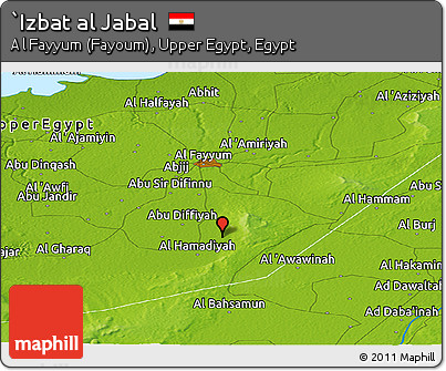 Physical Panoramic Map of `Izbat Al Jabal