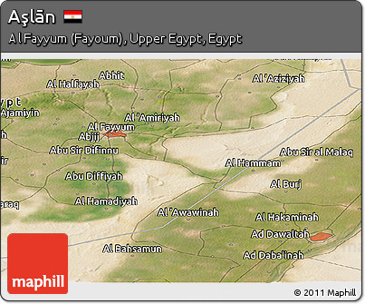 Satellite Panoramic Map of Aşlān