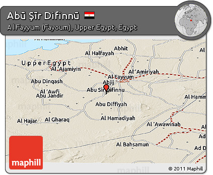 Shaded Relief Panoramic Map of Abū Şīr Difinnū