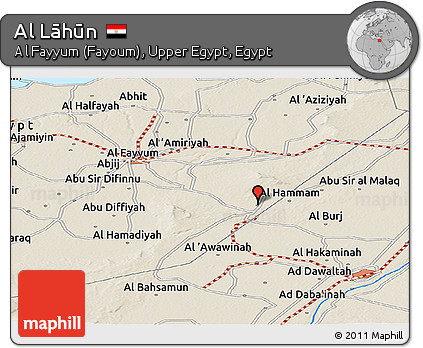 Shaded Relief Panoramic Map of Al Lāhūn