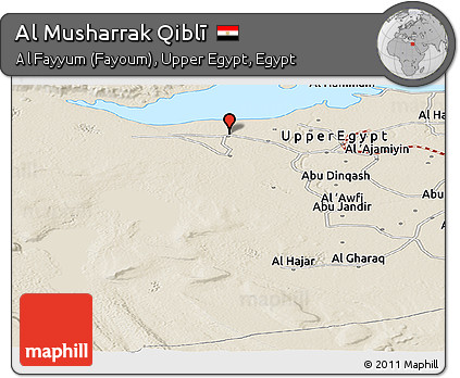Shaded Relief Panoramic Map of Al Musharrak Qiblī