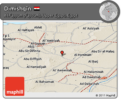 Shaded Relief Panoramic Map of Dimishqīn