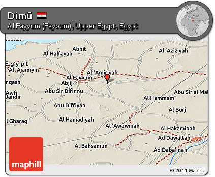 Shaded Relief Panoramic Map of Dimū