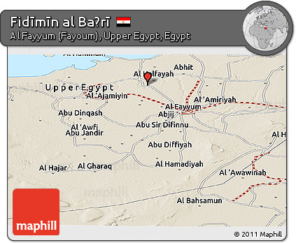 Shaded Relief Panoramic Map of Fidīmīn Al Baḩrī