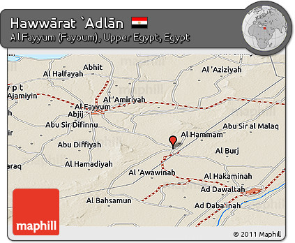 Shaded Relief Panoramic Map of Hawwārat `Adlān
