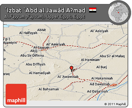 Shaded Relief Panoramic Map of `Izbat `Abd Al Jawād Aḩmad