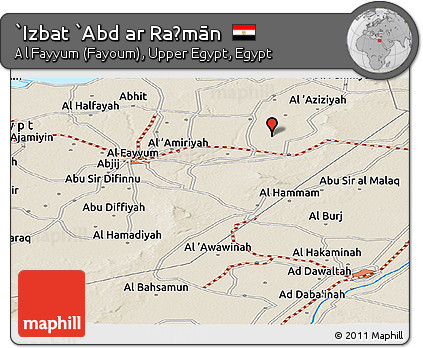 Shaded Relief Panoramic Map of `Izbat `Abd Ar Raḩmān