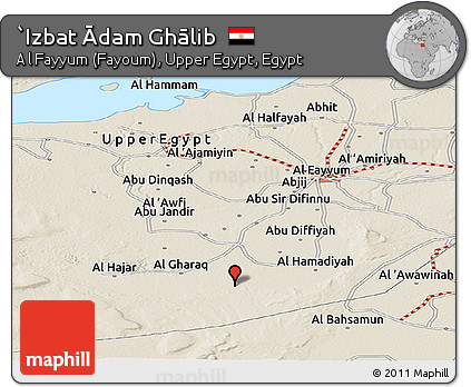 Shaded Relief Panoramic Map of `Izbat Ādam Ghālib