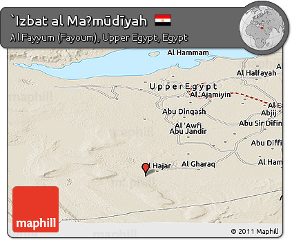 Shaded Relief Panoramic Map of `Izbat Al Maḩmūdīyah