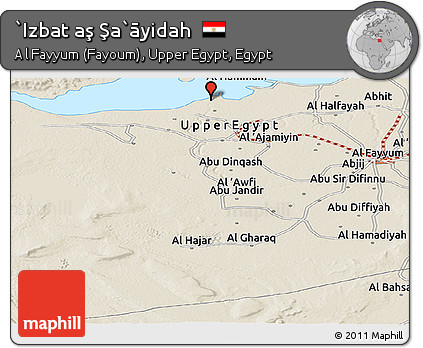 Shaded Relief Panoramic Map of `Izbat Aş Şa`āyidah