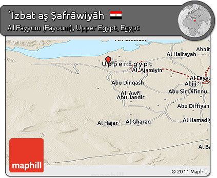 Shaded Relief Panoramic Map of `Izbat Aş Şafrāwiyāh