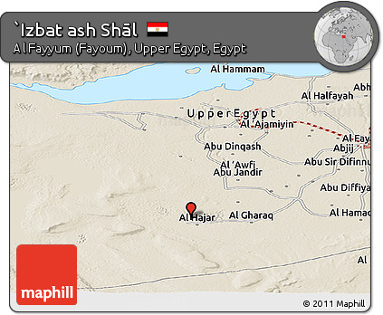 Shaded Relief Panoramic Map of `Izbat Ash Shāl
