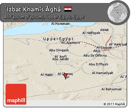 Shaded Relief Panoramic Map of `Izbat Khamīs Āghā