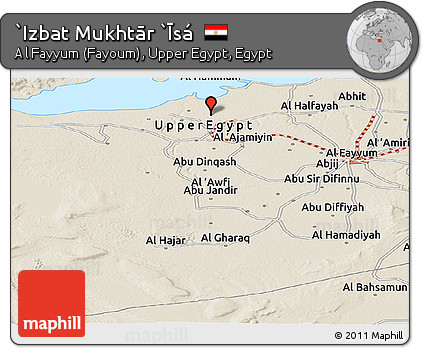 Shaded Relief Panoramic Map of `Izbat Mukhtār `Īsá