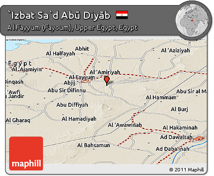Shaded Relief Panoramic Map of `Izbat Sa`d Abū Diyāb