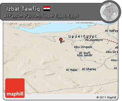 Shaded Relief Panoramic Map of `Izbat Tawfīq