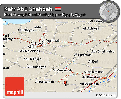 Shaded Relief Panoramic Map of Kafr Abū Shahbah