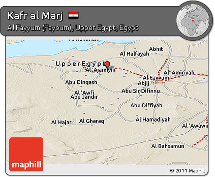 Shaded Relief Panoramic Map of Kafr Al Marj