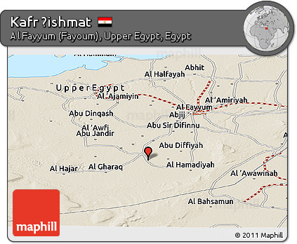 Shaded Relief Panoramic Map of Kafr Ḩishmat