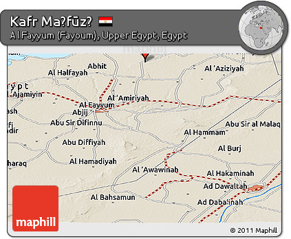 Shaded Relief Panoramic Map of Kafr Maḩfūz̧