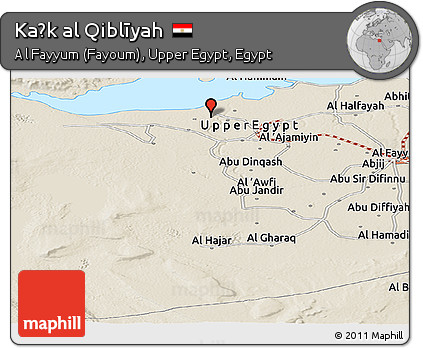 Shaded Relief Panoramic Map of Kaḩk Al Qiblīyah