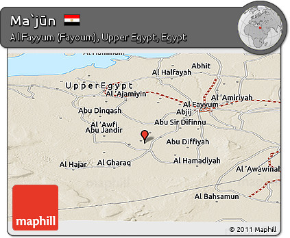 Shaded Relief Panoramic Map of Ma`jūn
