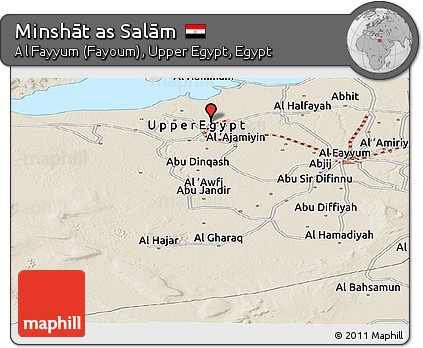 Shaded Relief Panoramic Map of Minshāt As Salām