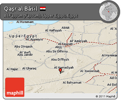 Shaded Relief Panoramic Map of Qaşr Al Bāsil