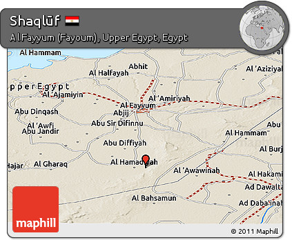 Shaded Relief Panoramic Map of Shaqlūf