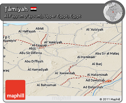 Shaded Relief Panoramic Map of Ţāmiyah