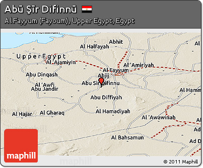 Shaded Relief Panoramic Map of Abū Şīr Difinnū