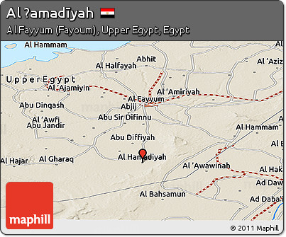 Shaded Relief Panoramic Map of Al Ḩamadīyah