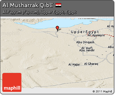 Shaded Relief Panoramic Map of Al Musharrak Qiblī