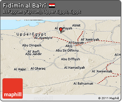 Shaded Relief Panoramic Map of Fidīmīn Al Baḩrī