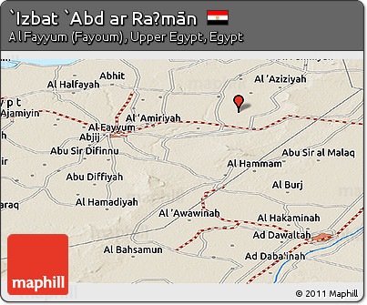 Shaded Relief Panoramic Map of `Izbat `Abd Ar Raḩmān