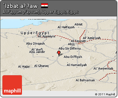 Shaded Relief Panoramic Map of `Izbat Aḑ Ḑaw