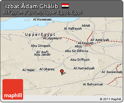 Shaded Relief Panoramic Map of `Izbat Ādam Ghālib