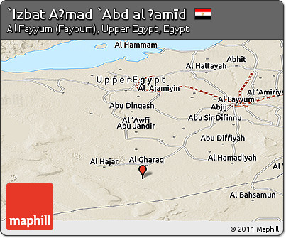 Shaded Relief Panoramic Map of `Izbat Aḩmad `Abd Al Ḩamīd