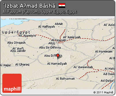 Shaded Relief Panoramic Map of `Izbat Aḩmad Bāshā