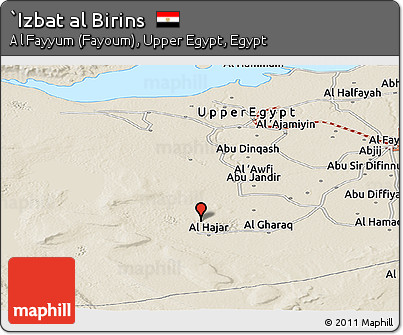 Shaded Relief Panoramic Map of `Izbat Al Birins
