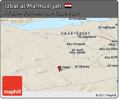 Shaded Relief Panoramic Map of `Izbat Al Maḩmūdīyah