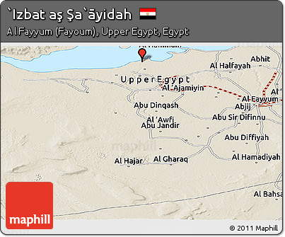 Shaded Relief Panoramic Map of `Izbat Aş Şa`āyidah