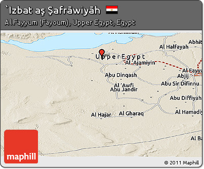 Shaded Relief Panoramic Map of `Izbat Aş Şafrāwiyāh