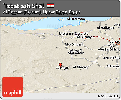 Shaded Relief Panoramic Map of `Izbat Ash Shāl