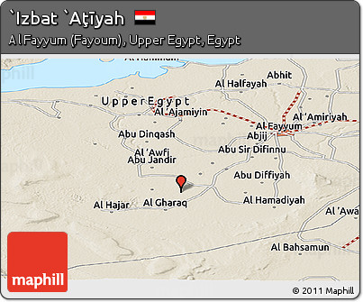 Shaded Relief Panoramic Map of `Izbat `Aţīyah