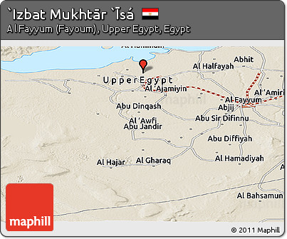 Shaded Relief Panoramic Map of `Izbat Mukhtār `Īsá